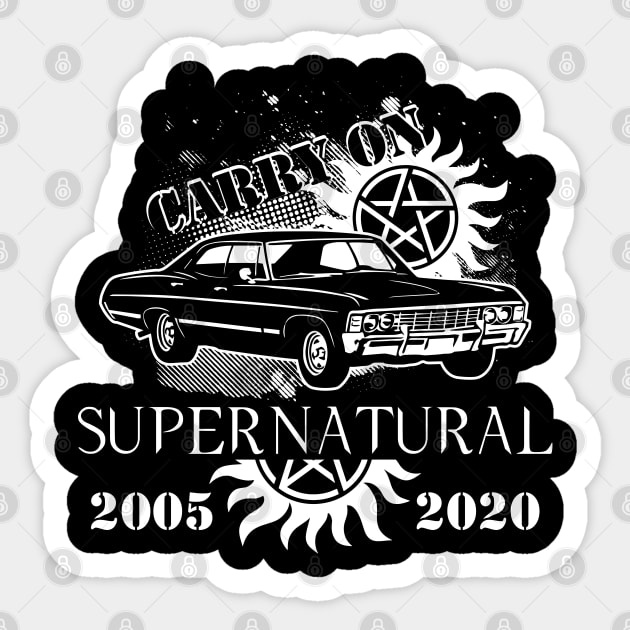 Supernatural Carry On 2005-2020 T-Shirt Sticker by SevenTwentyThree